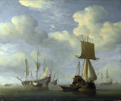 Una nave inglese e navi olandesi calme da Willem van de Velde the Younger